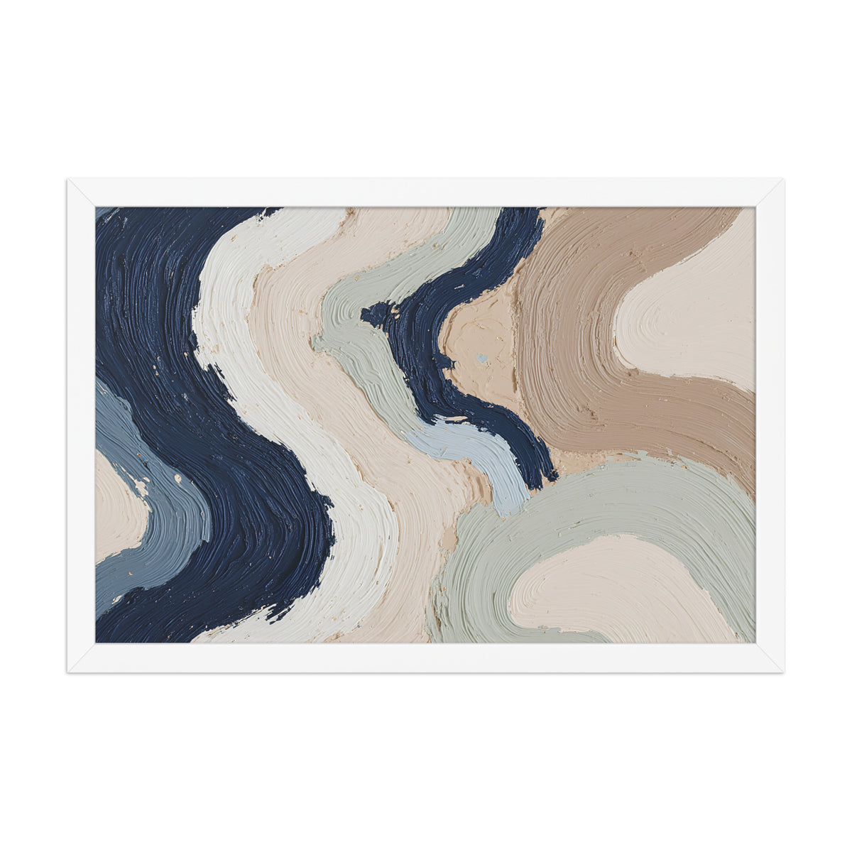Marl framed paper artwork with pale stone and soft clay tones with subtle visual texture, shown on white.