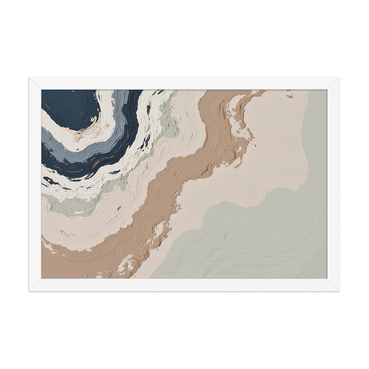Spall framed paper artwork with fractured stone-like layers and linear fissures, shown on white.