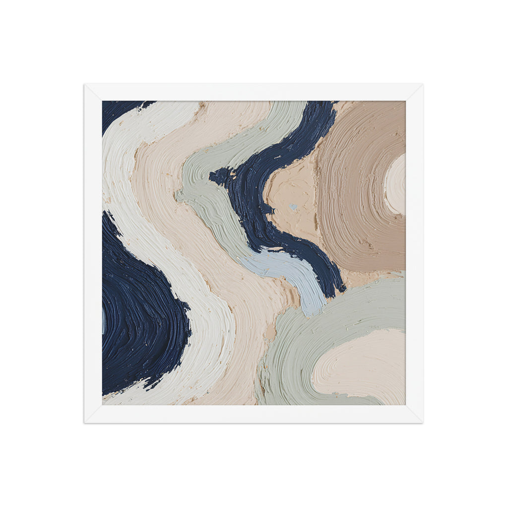 Marl framed paper artwork with pale stone and soft clay tones with subtle visual texture, shown on white.