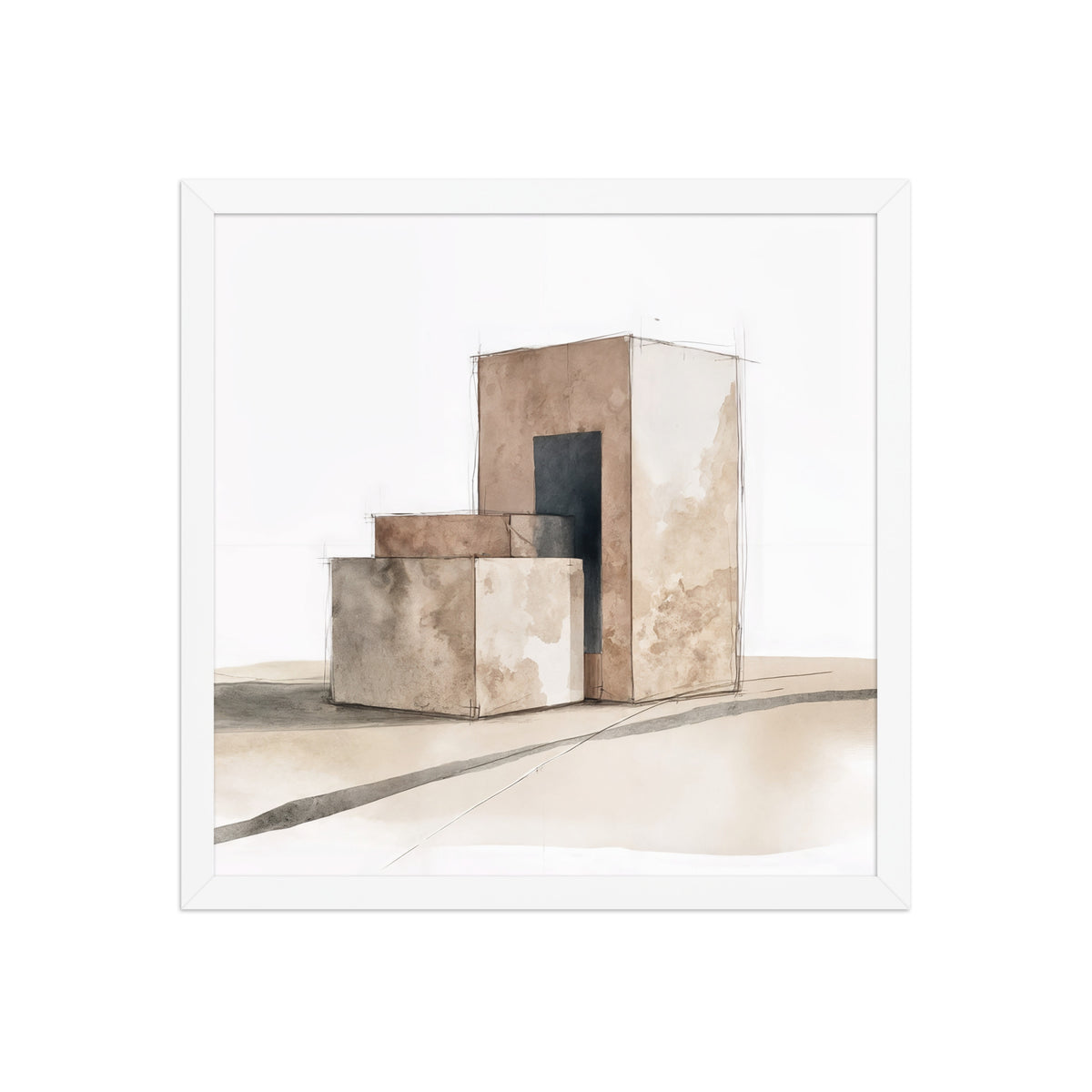 Assembly framed paper in White frame — 16″×16″