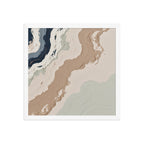 Spall framed paper artwork with fractured stone-like layers and linear fissures, shown on white.