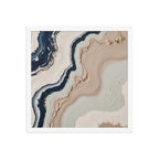 Striata framed paper artwork with rhythmic bands of mineral color and sediment-like layers, shown on white.
