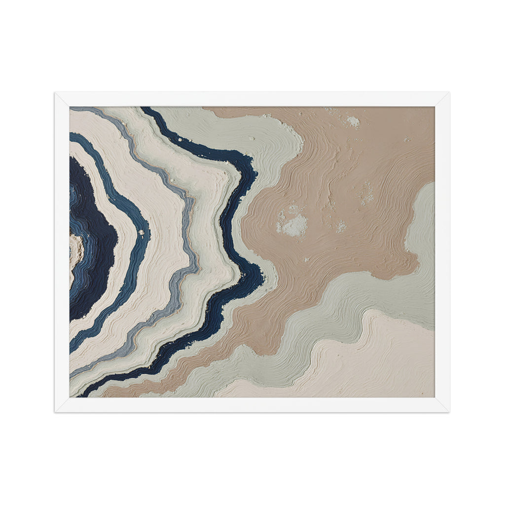 Karst framed paper artwork with limestone-like textures and deep charcoal shadows, shown on white.