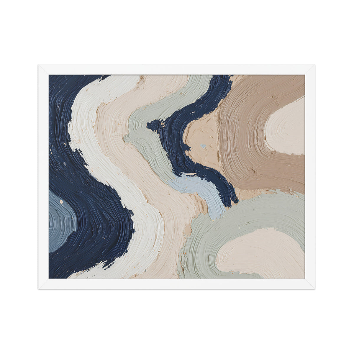 Marl framed paper artwork with pale stone and soft clay tones with subtle visual texture, shown on white.