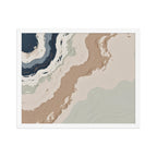 Spall framed paper artwork with fractured stone-like layers and linear fissures, shown on white.