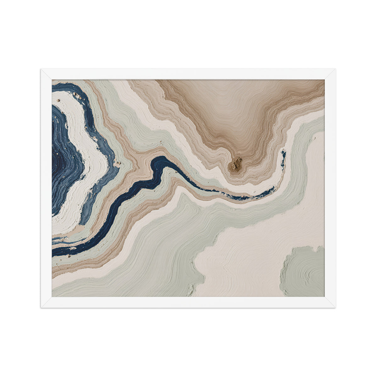 Terrace framed paper artwork with stepped stone-like shelves and warm mineral gradients, shown on white.
