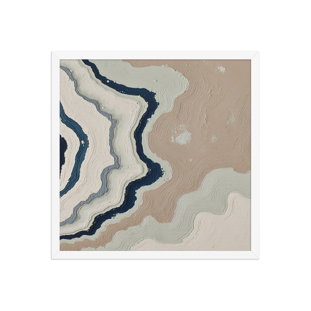 Karst framed paper artwork with limestone-like textures and deep charcoal shadows, shown on white.