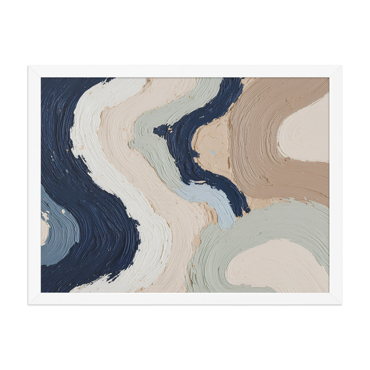 Marl framed paper artwork with pale stone and soft clay tones with subtle visual texture, shown on white.