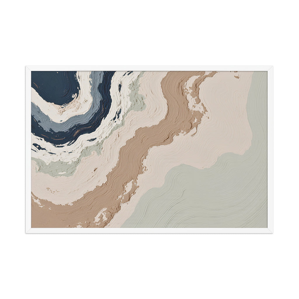 Spall framed paper artwork with fractured stone-like layers and linear fissures, shown on white.