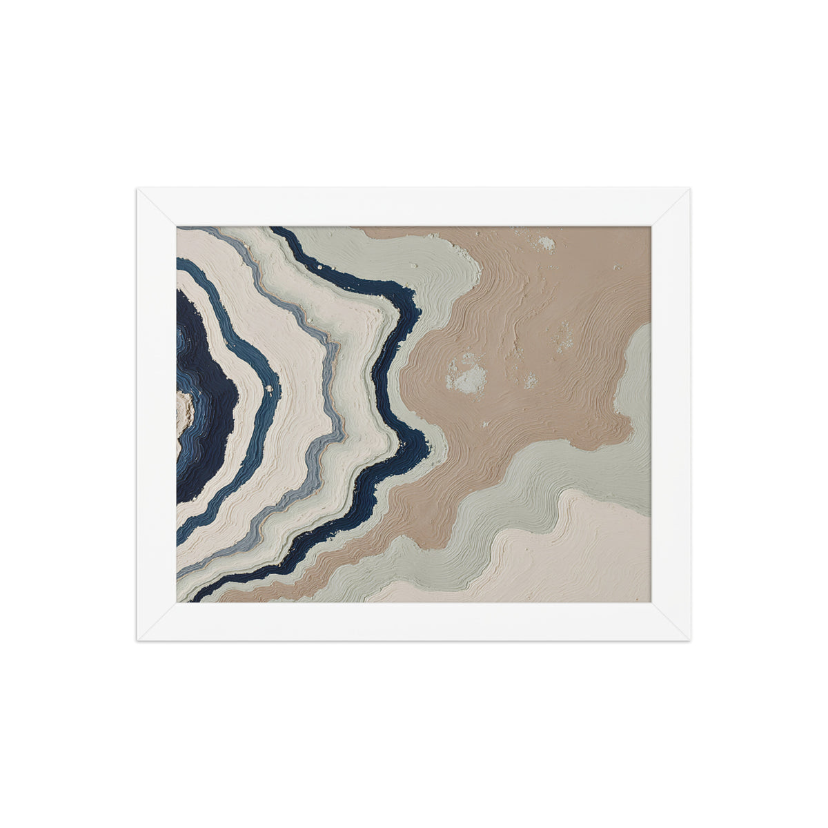 Karst framed paper artwork with limestone-like textures and deep charcoal shadows, shown on white.
