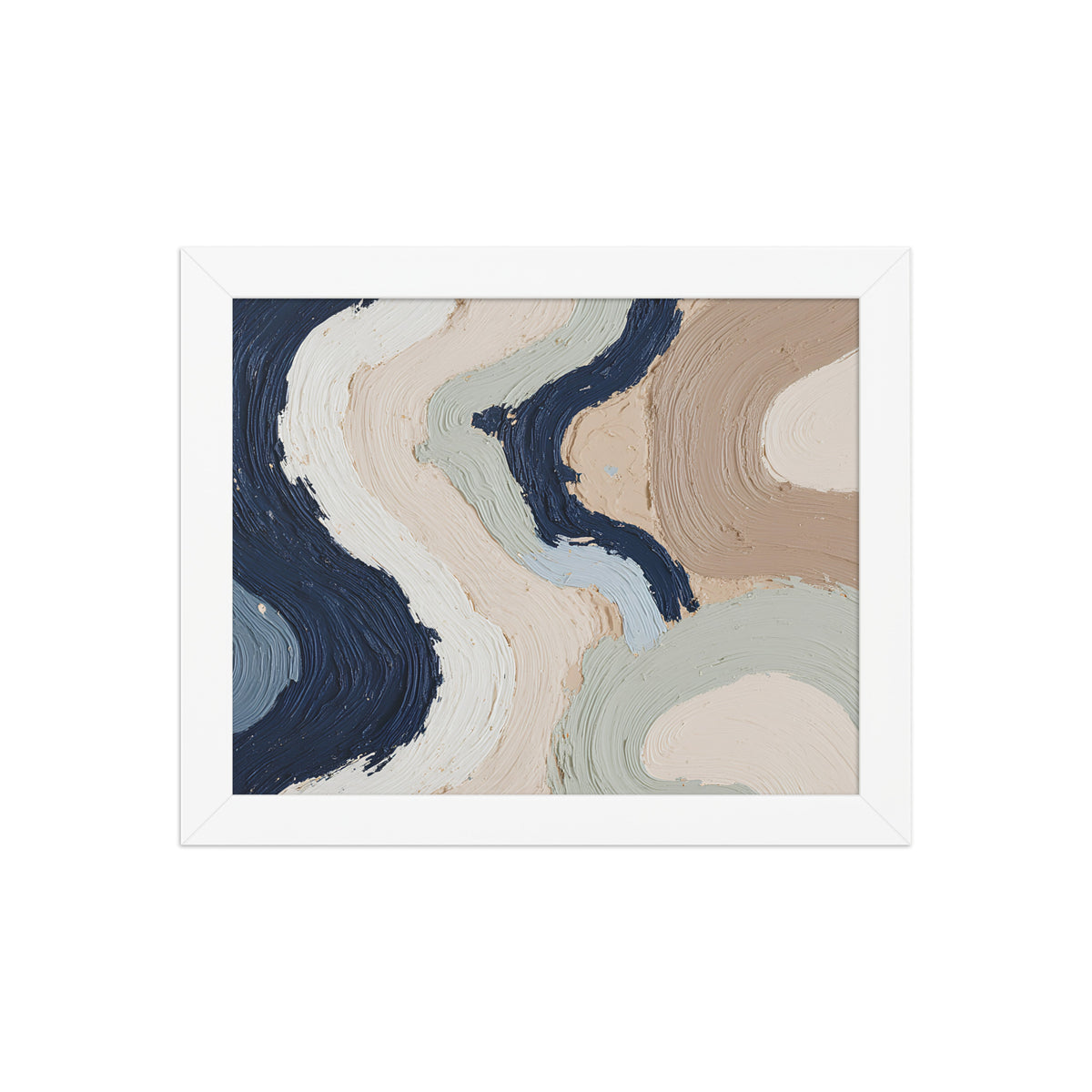 Marl framed paper artwork with pale stone and soft clay tones with subtle visual texture, shown on white.
