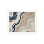 Striata framed paper artwork with rhythmic bands of mineral color and sediment-like layers, shown on white.