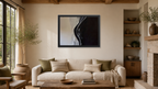 Sublimation framed paper at 24x36 inch (landscape) scale in a premium residential living room