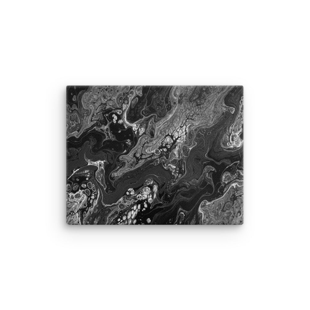 Dark Matter thin canvas print with product details shown in 16 x 20 inch universal size