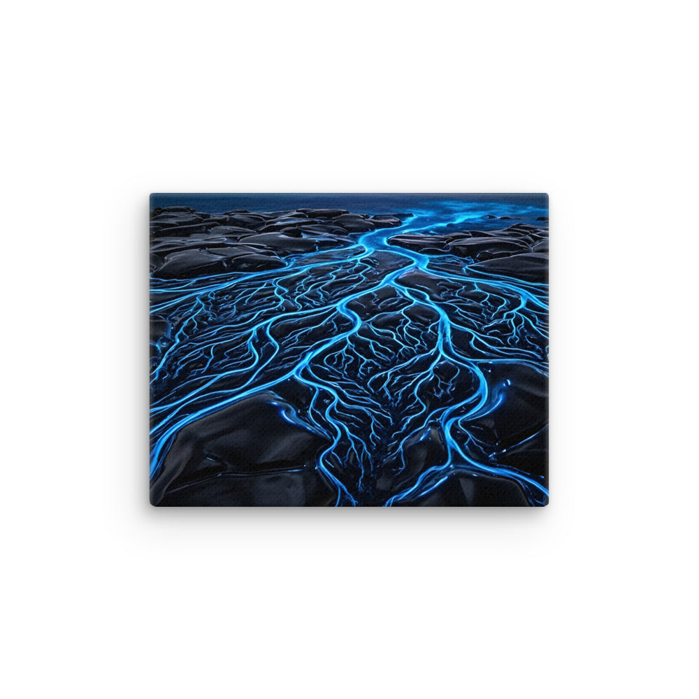 Caldera thin canvas print with product details shown in 16 x 20 inch universal size