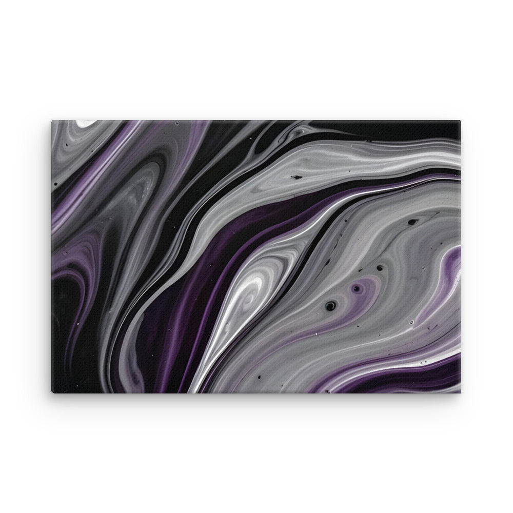 Amethyst Flow thin canvas print with product details shown in 16 x 20 inch universal size