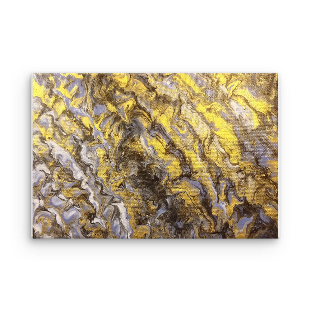 Gold Wave thin canvas print with product details shown in 16 x 20 inch universal size