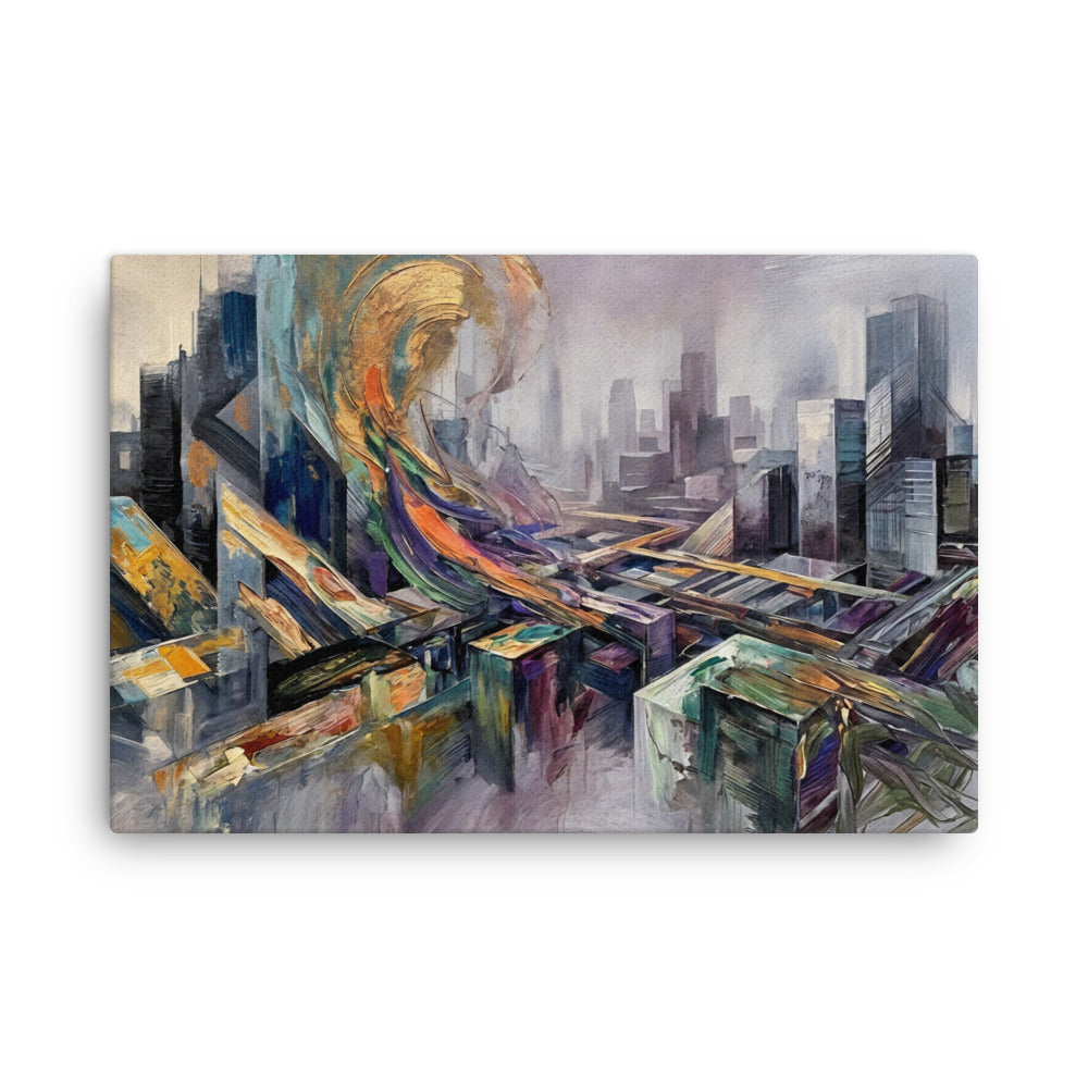 Attitude thin canvas skyline image for product listing in 24 x 36 inch statement piece