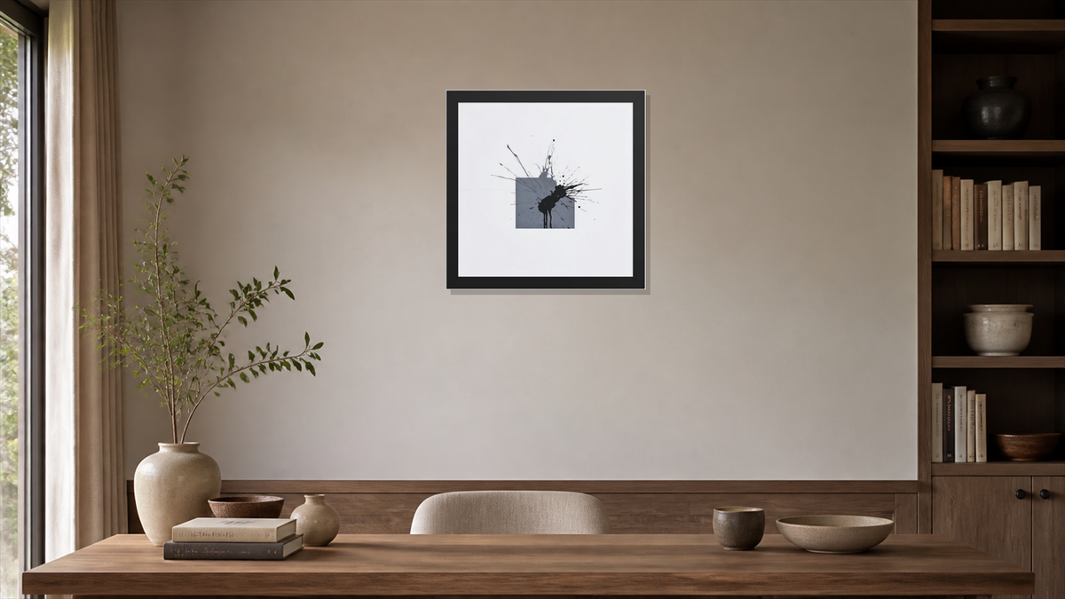 Titan framed paper at 16x16 inch (square) scale in a premium residential office