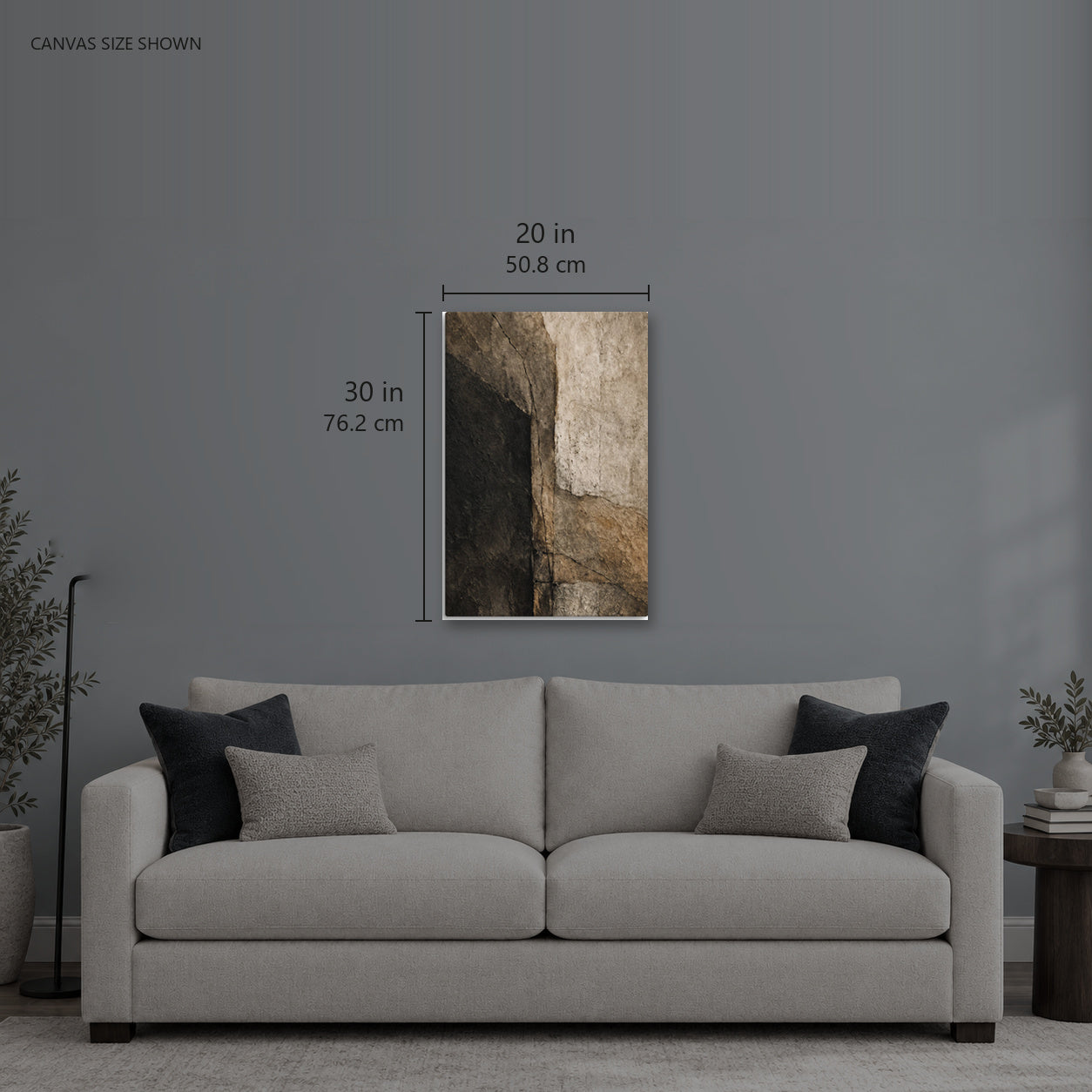 BERYTUS — Canvas shown: 20 W × 30 H in (50.8 × 76.2 cm). Room reference; other formats and framed outside dimensions differ.