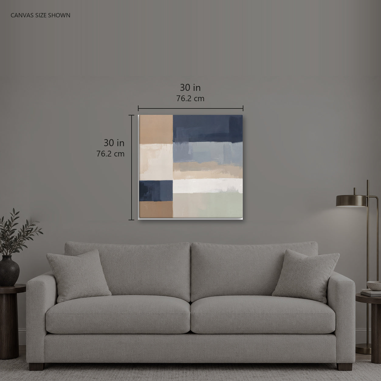 HORIZON — Canvas shown: 30 W × 30 H in (76.2 × 76.2 cm). Room reference; other formats and framed outside dimensions differ.