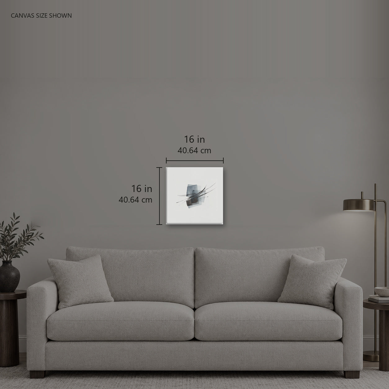 Alder — Canvas shown: 16 W × 16 H in (40.64 × 40.64 cm). Room reference; other formats and framed outside dimensions differ.