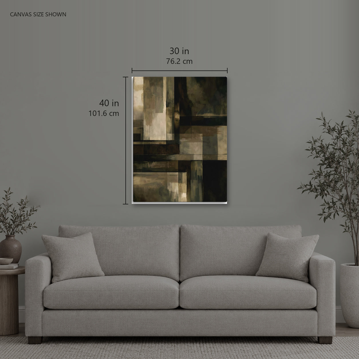 DRUSUS II — Canvas shown: 30 W × 40 H in (76.2 × 101.6 cm). Room reference; other formats and framed outside dimensions differ.