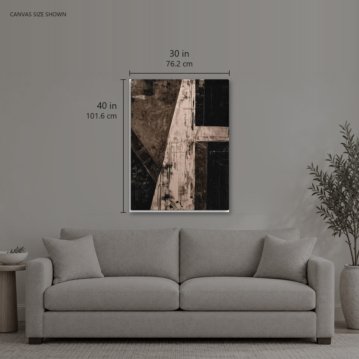 VISBY — Canvas shown: 30 W × 40 H in (76.2 × 101.6 cm). Room reference; other formats and framed outside dimensions differ.